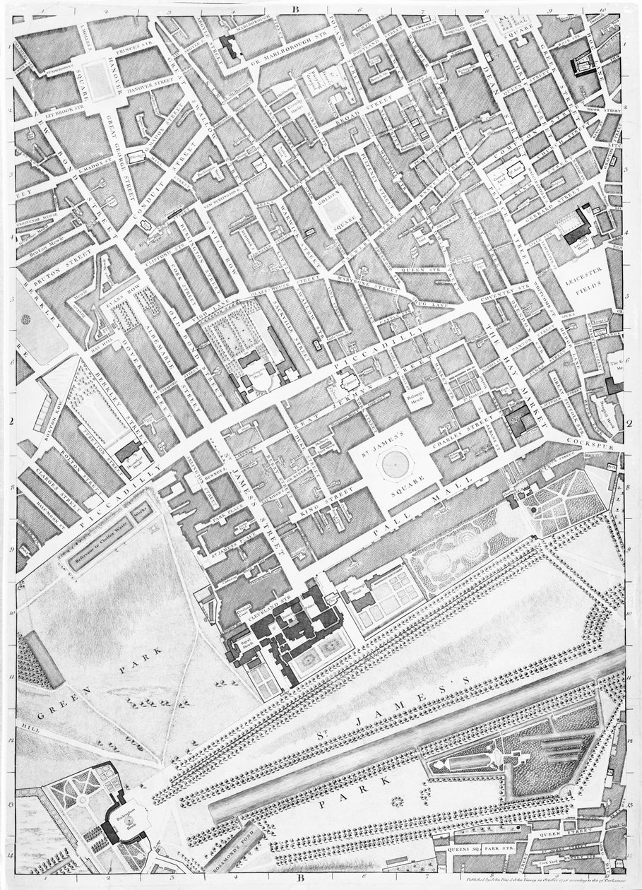 ロンドンのセントジェームズの地図 作： ジョン・ロック