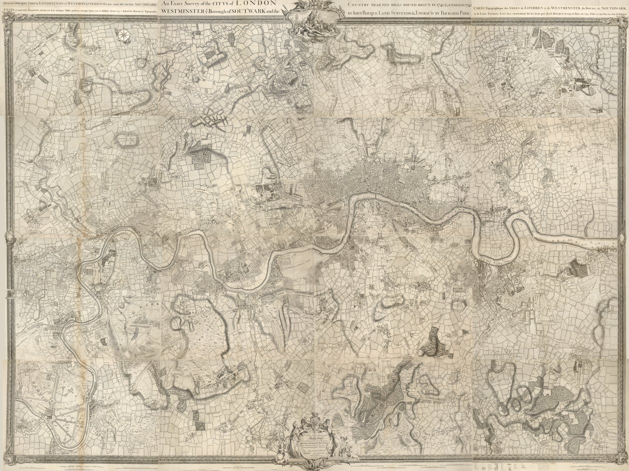 18世紀のロンドンの地図。 1741 年に開始され、1745 年に終了