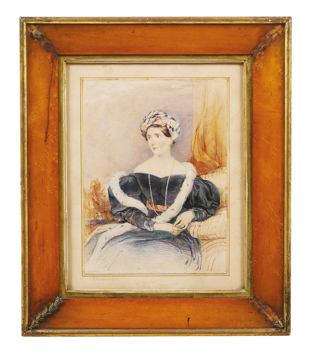 ウェストモーランド伯爵夫人、プリシラ夫人のウェルズリーポールの肖像、1835年 作： ジョン・ロジャース・ハーバート