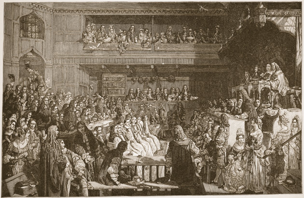 1688年の7人の司教の無罪判決、HBM Spence-Jonesによる「イングランドの教会：人々の歴史」からの挿絵。 1910年頃（セピア写真） 作： ジョン・ロジャース・ハーバート