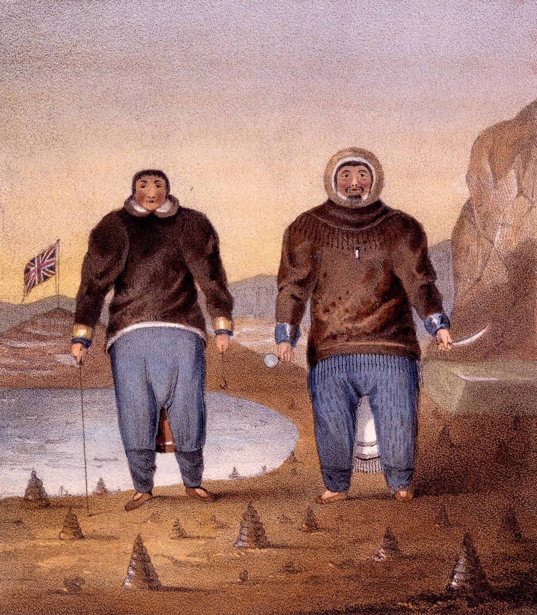 IllictuとOtoogiu、「北西航路を求めて2番目の航海の物語」からのイラスト、1835年公開 作： ジョン・ロス