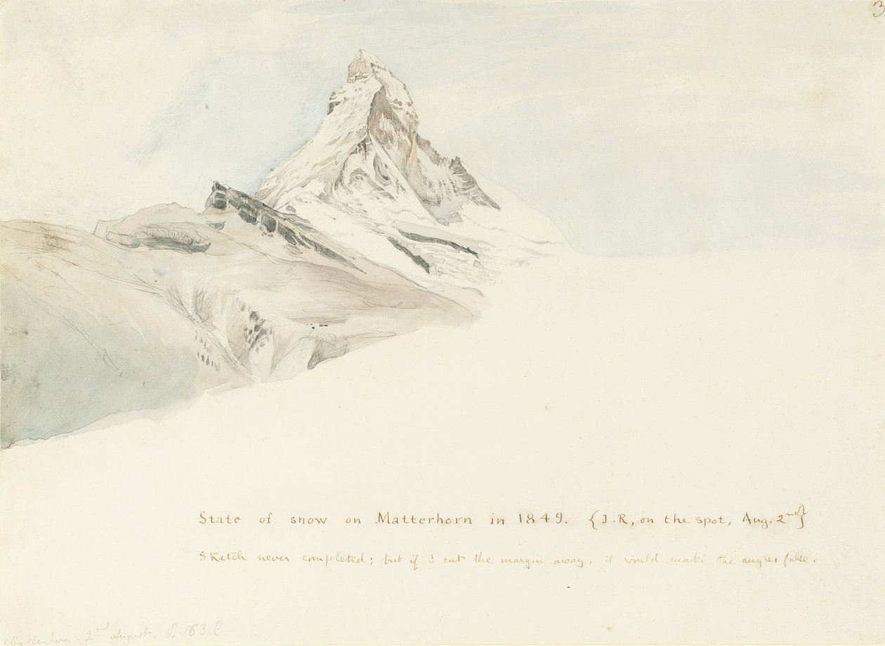 1849年、北東部のスイス、マッターホルン 作： ジョン・ラスキン