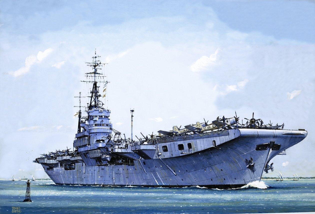 第二次世界大戦中に商船から空母に改装されたHMSエンペラー 作： ジョン・S・スミス