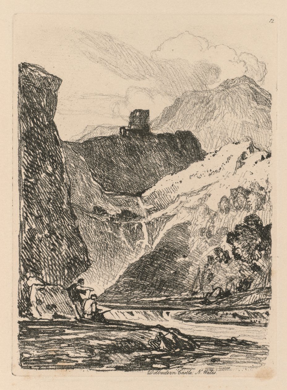 Liber Studiorum: Plate 12, Dolbadern Castle, Llanberris Lake, North Wales 作： ジョンセルコットマン