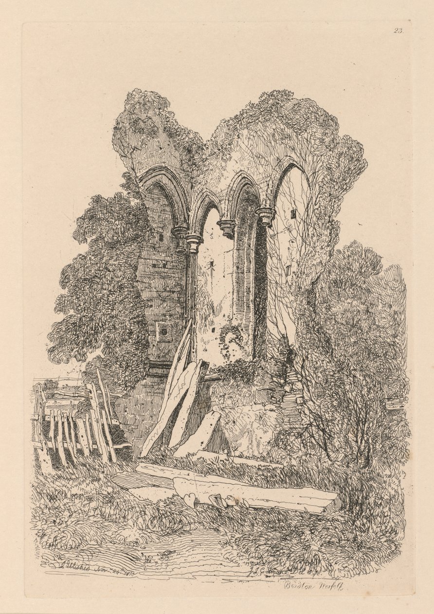 Book of Studies: Plate 23, Ruins at Beeston, Norfolk: No. 3 作： ジョンセルコットマン
