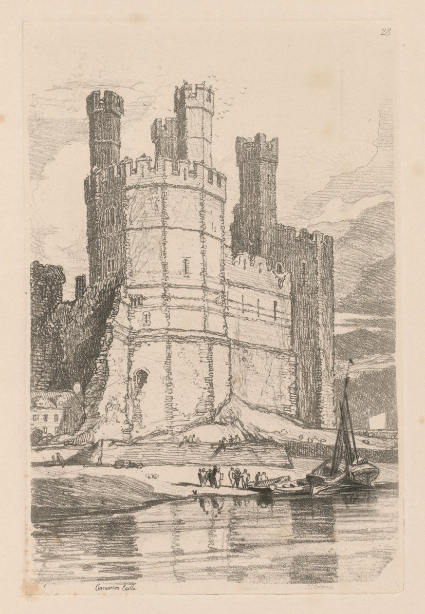 Book of Studies: Plate 28, Caernarvon Castle, N. Wales 作： ジョンセルコットマン