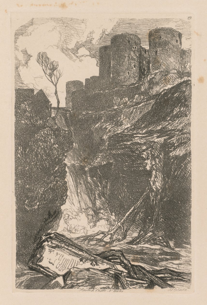 Liber Studiorum: Plate 29, Harlech Castle, IN. ウェールズ 作： ジョンセルコットマン