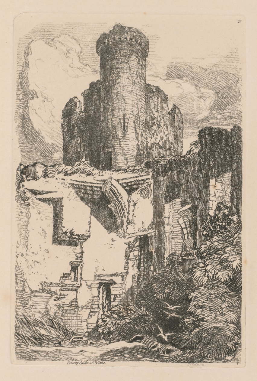 Book of Studies: Plate 31, Conway Castle, N. Wales 作： ジョンセルコットマン