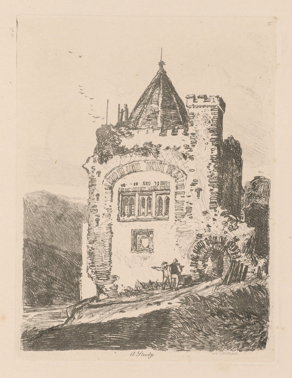 スタディは無料です。Plate37、A Study、1838。 作： ジョンセルコットマン