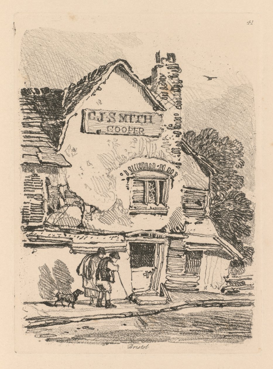 研究は無料です、Plate 41、House at Bristol、1838。 作： ジョンセルコットマン