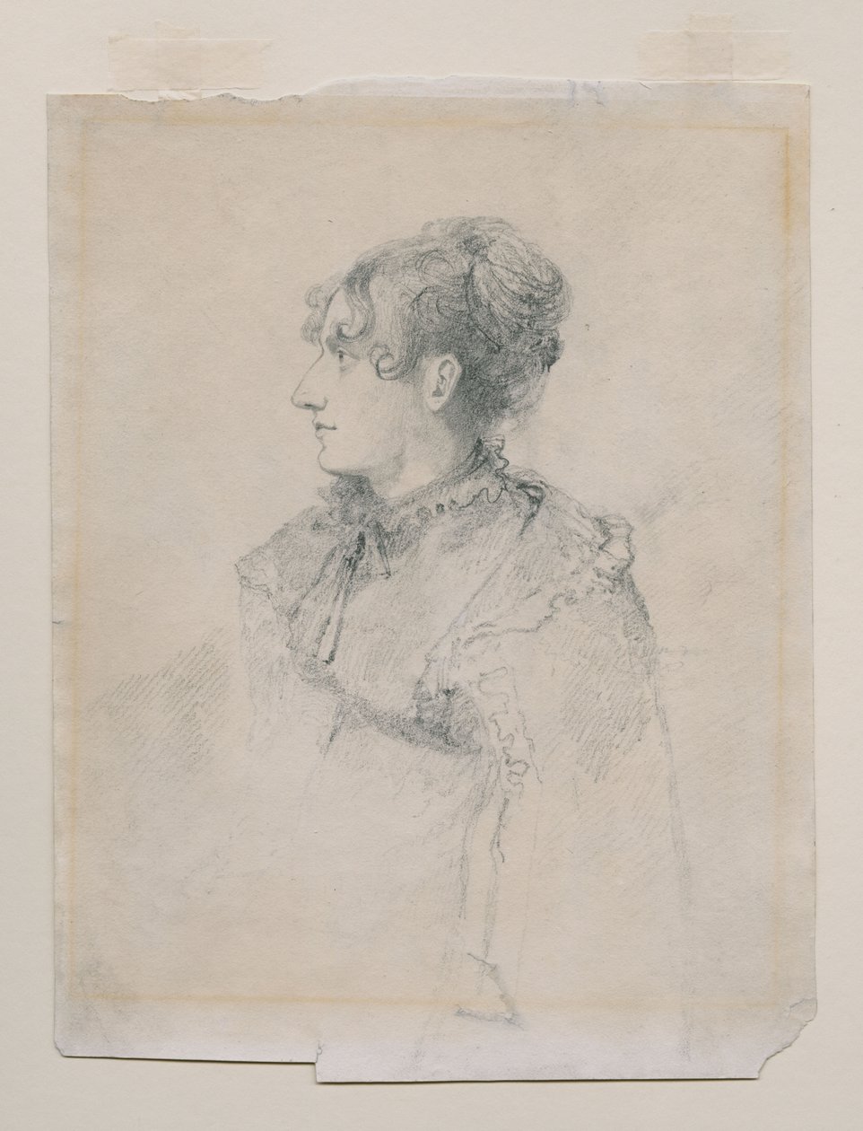 ジョン・セル・コトマン夫人の妹、パー夫人（？）の肖像（「Portrait of Mrs J S Cotman」と呼ばれる）1815年頃（紙に黒鉛・チョーク 作： ジョンセルコットマン