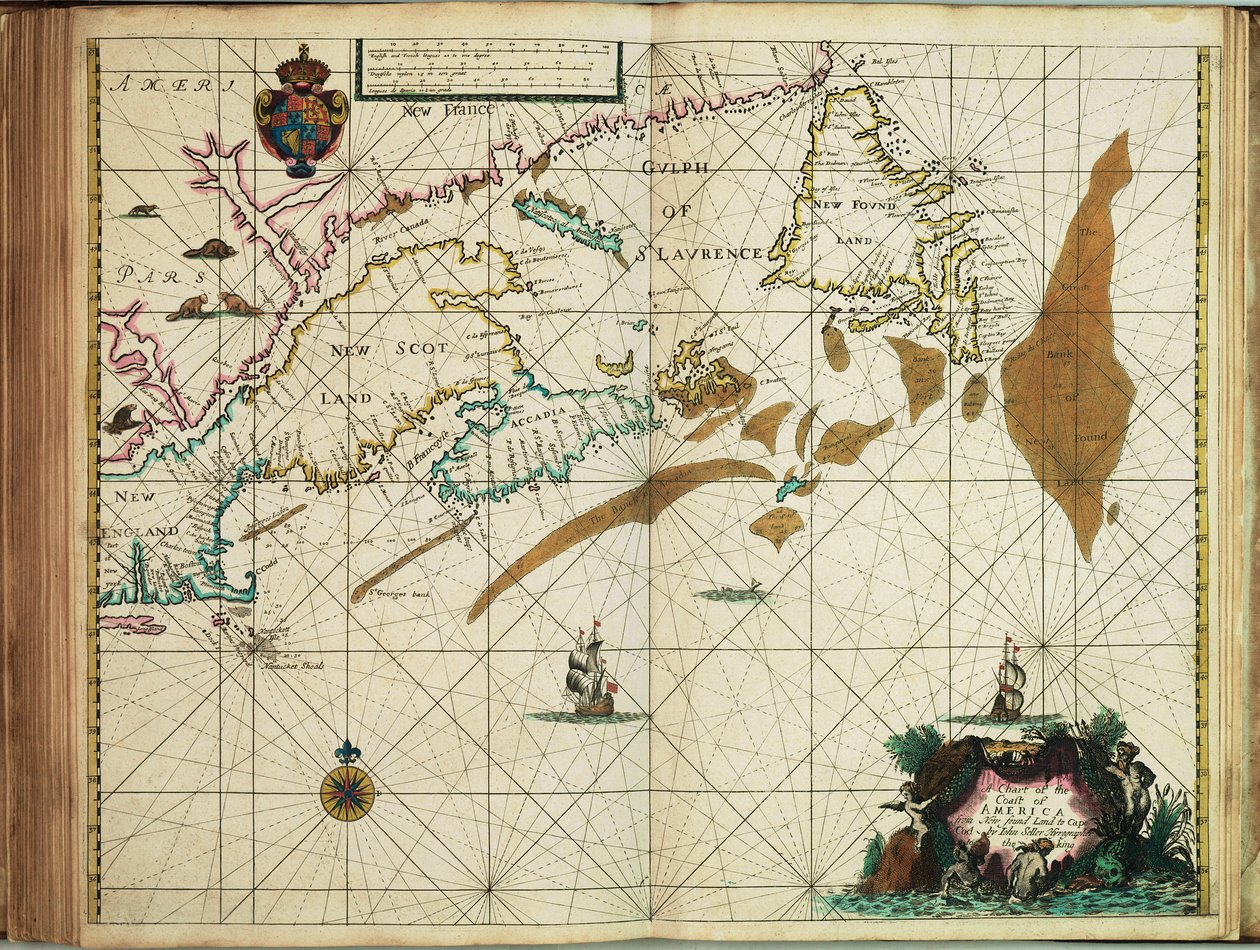 ニューファンドランドからケープコッドまでのアメリカ海岸図 作： ジョン・セラー