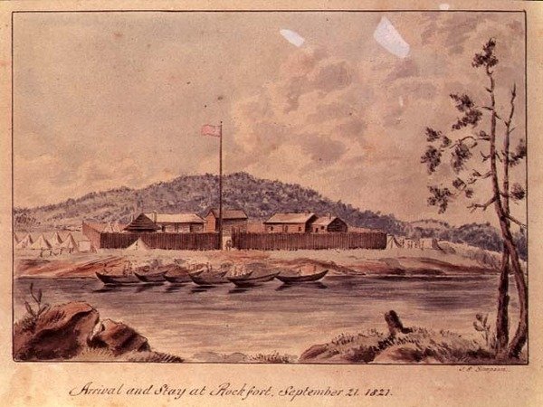 1821年の到着とロックフォートでの滞在（紙にトイレ） 作： ジョン・シンプソン