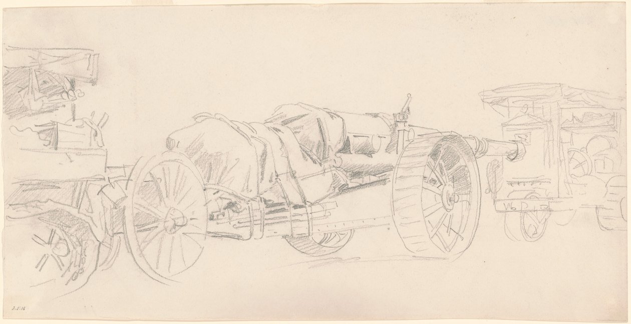 Cannon Trailers、フランス、1918年。 作： ジョン・シンガー・サージェント