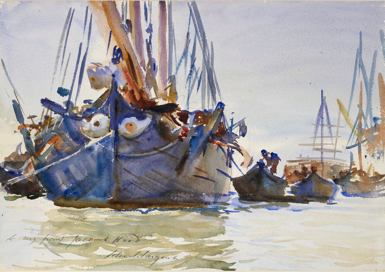 アンカーのイタリアの帆船、c1904-1907 作： ジョン・シンガー・サージェント
