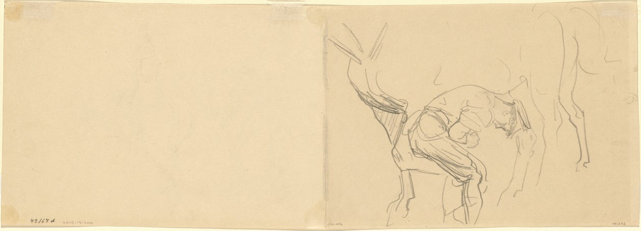 前線でカルバリーの馬に靴を履かせるための習作［裏面］、1918年 作： ジョン・シンガー・サージェント