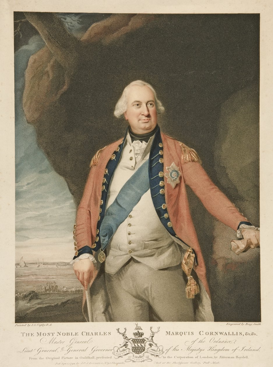 The Most Noble Charles Marquis Cornwallis, pub.1798年（カラー版）。 作： ジョンシングルトン（後）コプリー