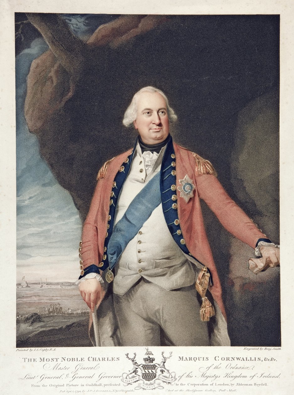The Most Noble Charles Marquis Cornwallis, pub.1798年（彩色済み彫刻 作： ジョンシングルトン（後）コプリー