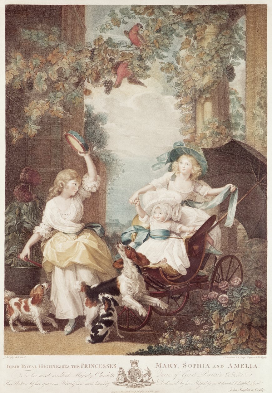 メアリー王女（1776-1857）、ソフィア（1777-1848）、アメリア（1783-1810）、ジョージ3世の娘、フランチェスコバルトロッツィ（1727-1815）によって彫刻（メゾティント彫刻） 作： ジョン・シングルトン・コプリー