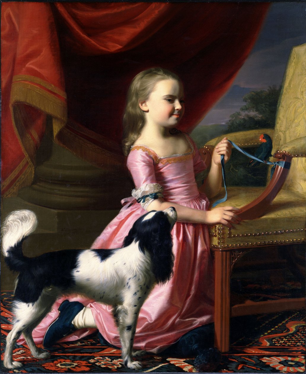鳥と犬を連れた若い女性 作： ジョン・シングルトン・コプリー