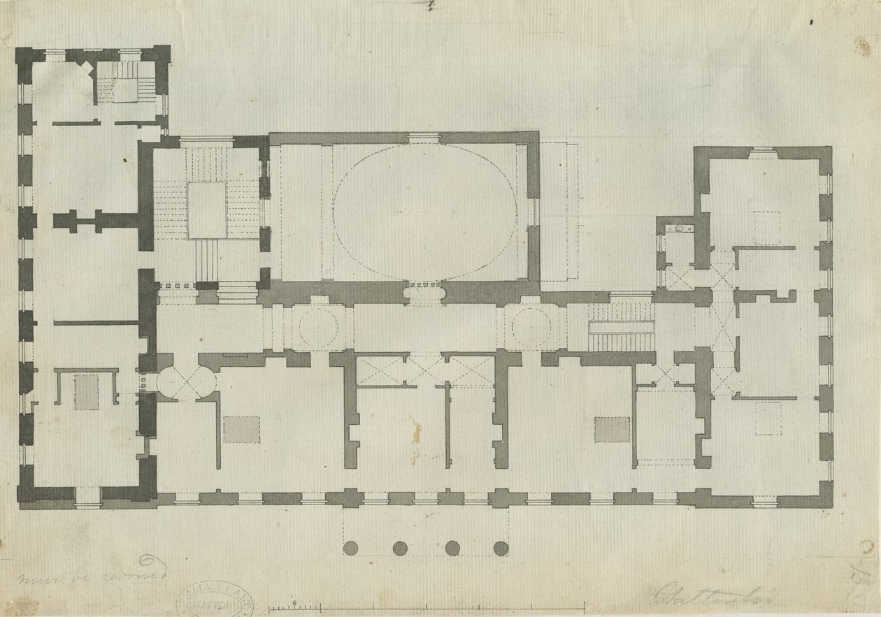 チリントンホール：ペンと鉛筆画、nd [1789]（描画） 作： ジョン・ソアン