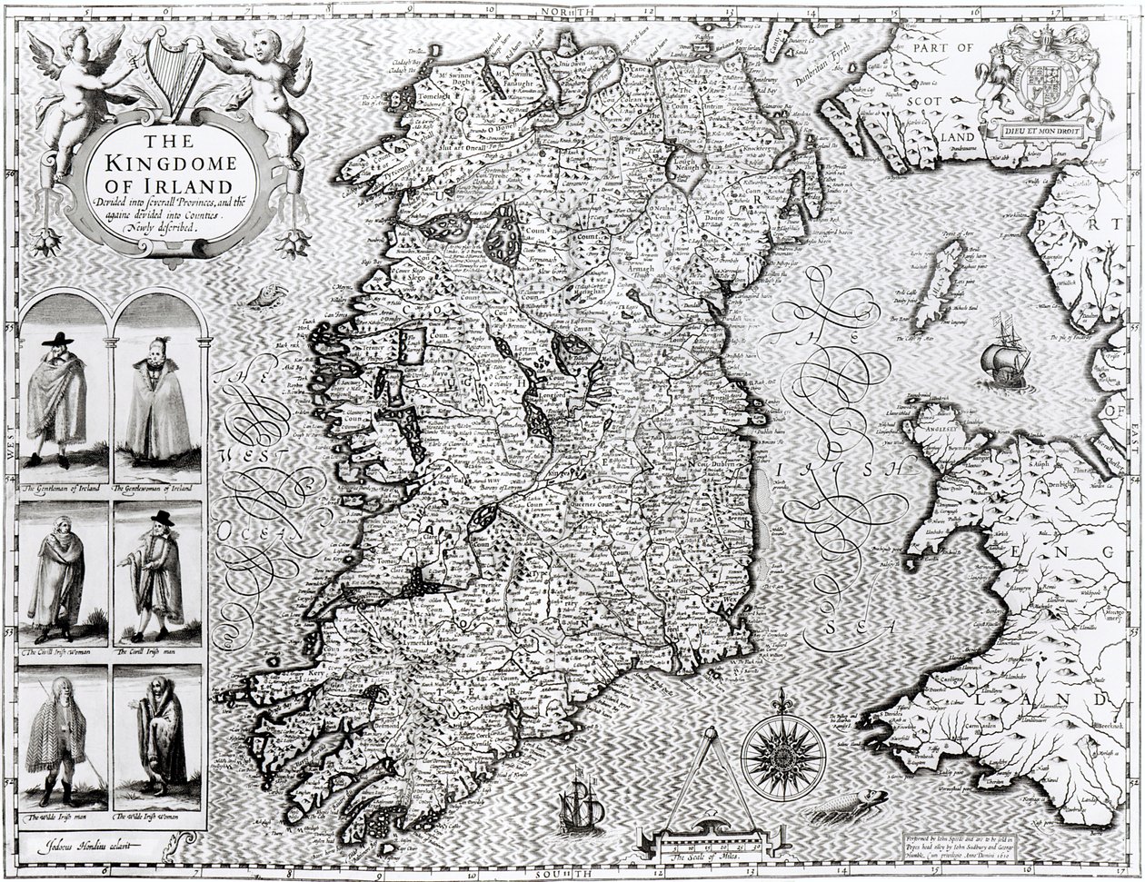 アイルランドの王国、ジョドカスホンディウス（1563-1612）、「イギリス帝国の劇場」によって刻まれた、パブ。ジョン・サドベリーとジョージ・ハンブル、1611-12（詳細については108099を参照） 作： ジョン・スピード