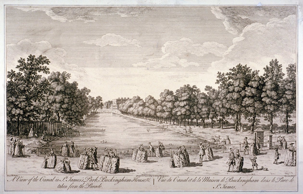セント・ジェームズ・パークの運河、ウェストミンスター、ロンドン、c1740 作： ジョン・スティーブンス