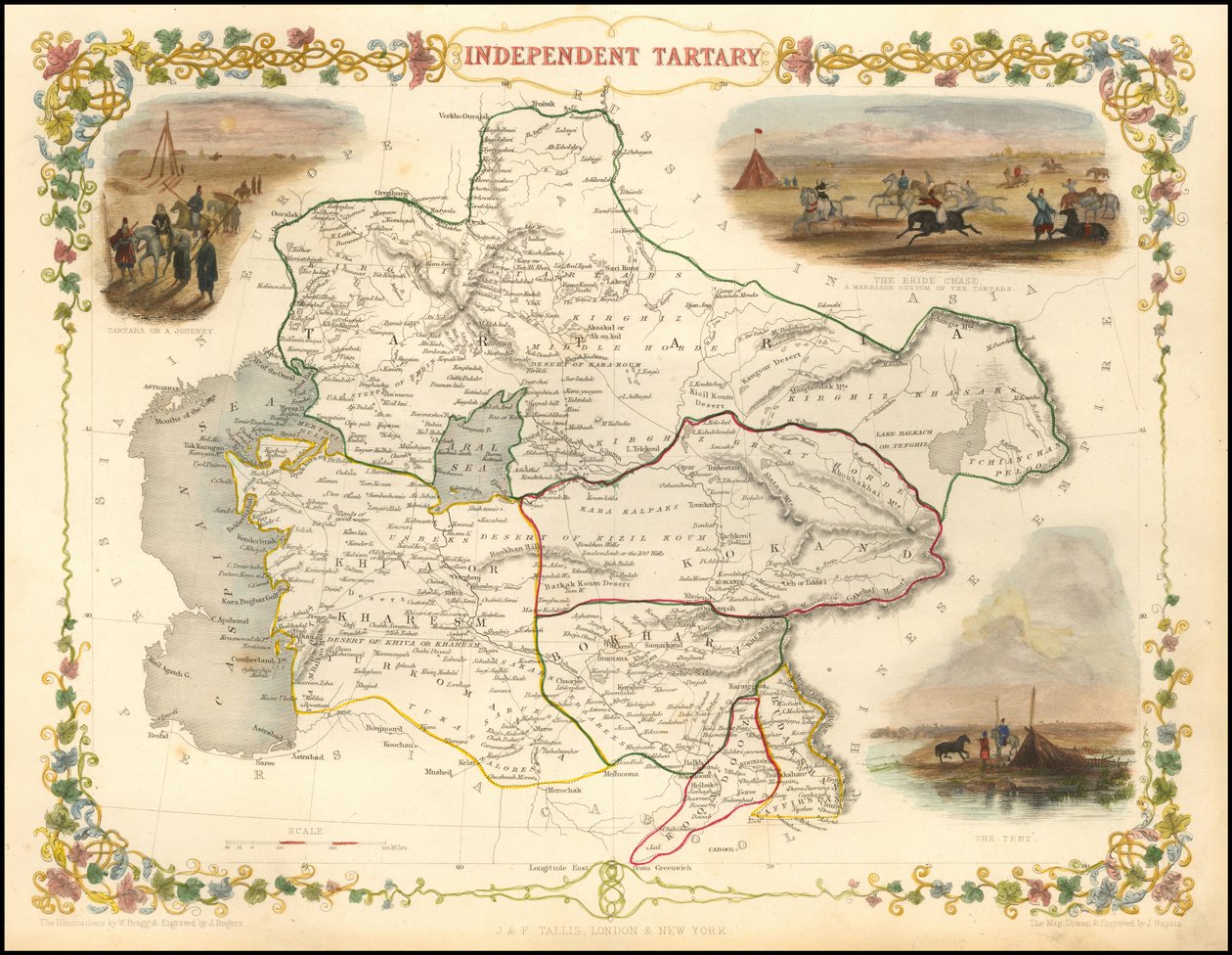 1851年、ジョン・タリスによる独立韃靼の地図 作： ジョン・タリス
