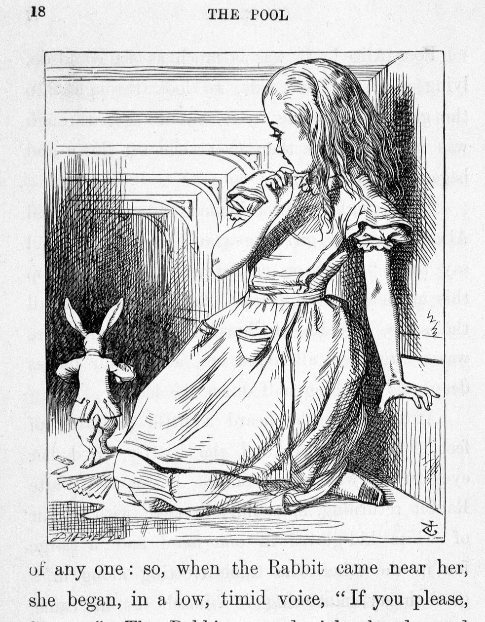 Alice et le rabbit - ルイス・キャロル著『不思議の国のアリスと鏡の国のアリス』（絵）よりジョン・テニエル（1820～1914年 作： ジョン・テニエル