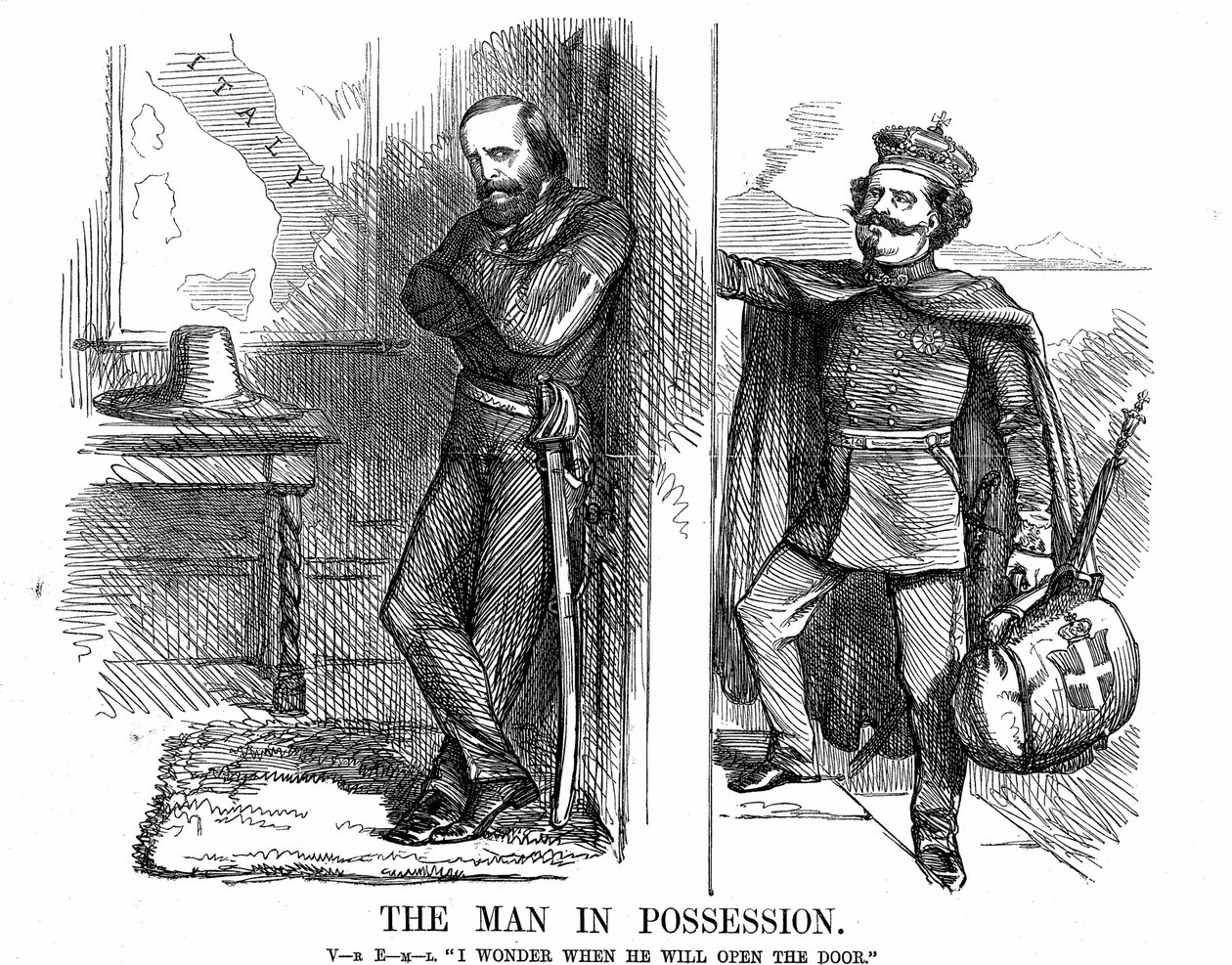 イタリアの統一。1861年2月からイタリアの初代国王となった