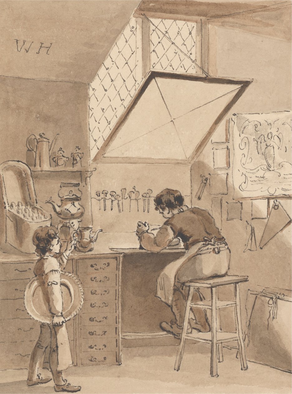 Hogarth Gravando na Nota Fiscal de Seu Mestre o Sinal do Anjo 作： ジョン・トーマス・スミス