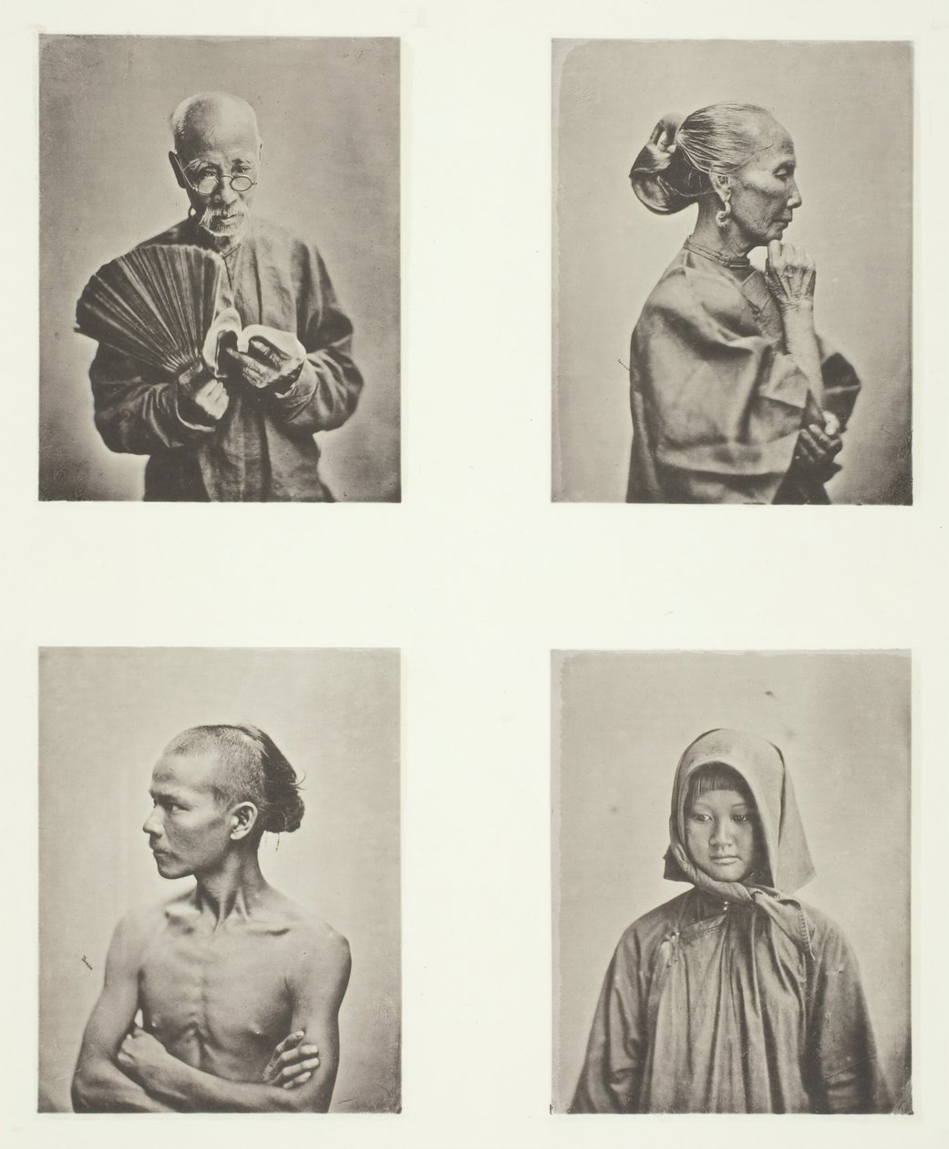 4つの頭、労働者階級のタイプ、c。 1868年。 作： ジョン・トムソン
