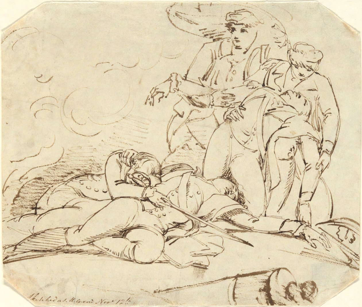 1775 年 12 月 31 日、ケベックへの攻撃でのモンゴメリー将軍の死 作： ジョン・トランブル