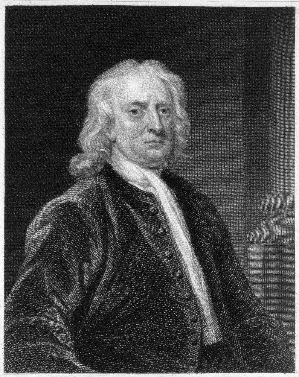 アイザックニュートン卿の肖像（1642-1727）、エドワードスクリーベン（1775-1841）によって彫刻 作： ジョン・ヴァンダーバンク