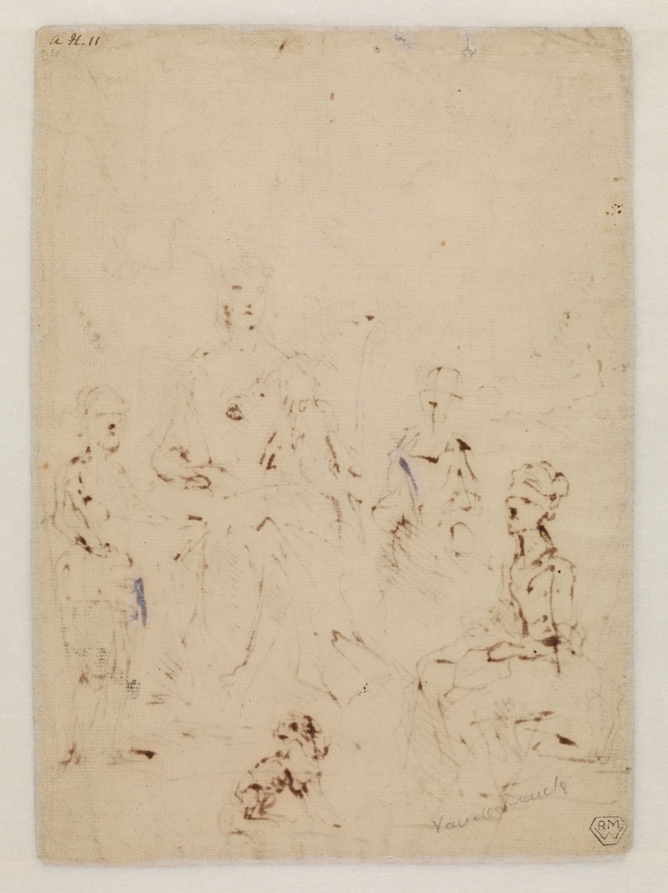 家族の肖像画グループのスケッチ、Verso、 作： ジョン・ヴァンダーバンク