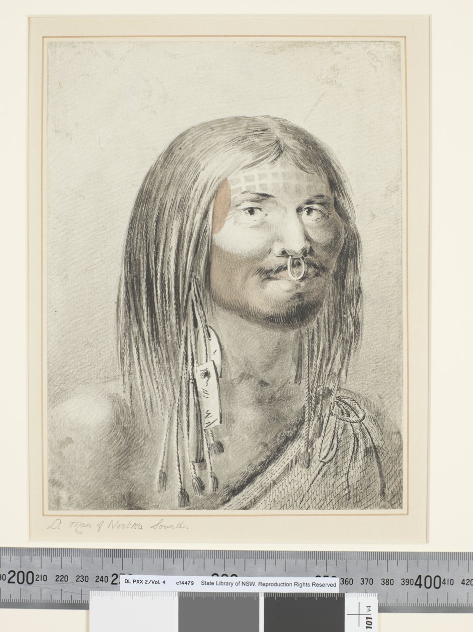 F.21 「ヌートカ海峡の男」 1773-84年頃 （水彩画 作： ジョン・ウェバー