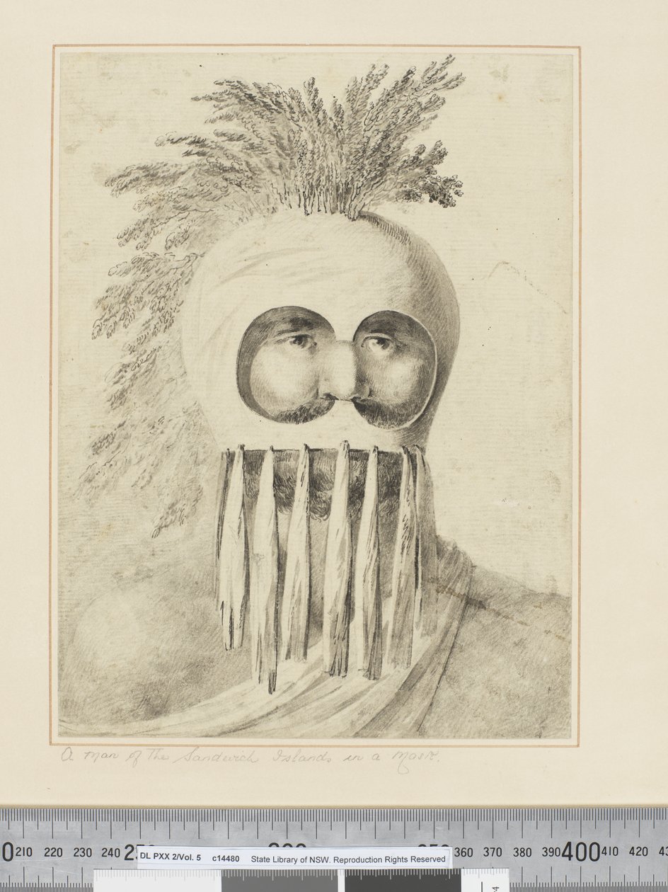 F.38 仮面をつけたサンドイッチ諸島の男 1773-84年頃 （水彩画 作： ジョン・ウェバー