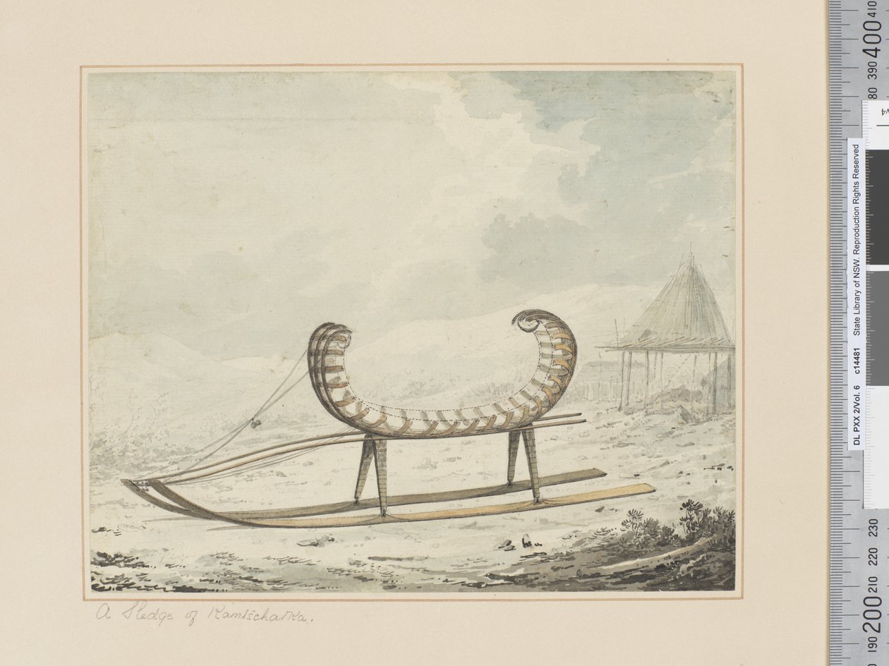 F.40 カムチャッカの橇（そり）、1783-84年頃（水彩画 作： ジョン・ウェバー