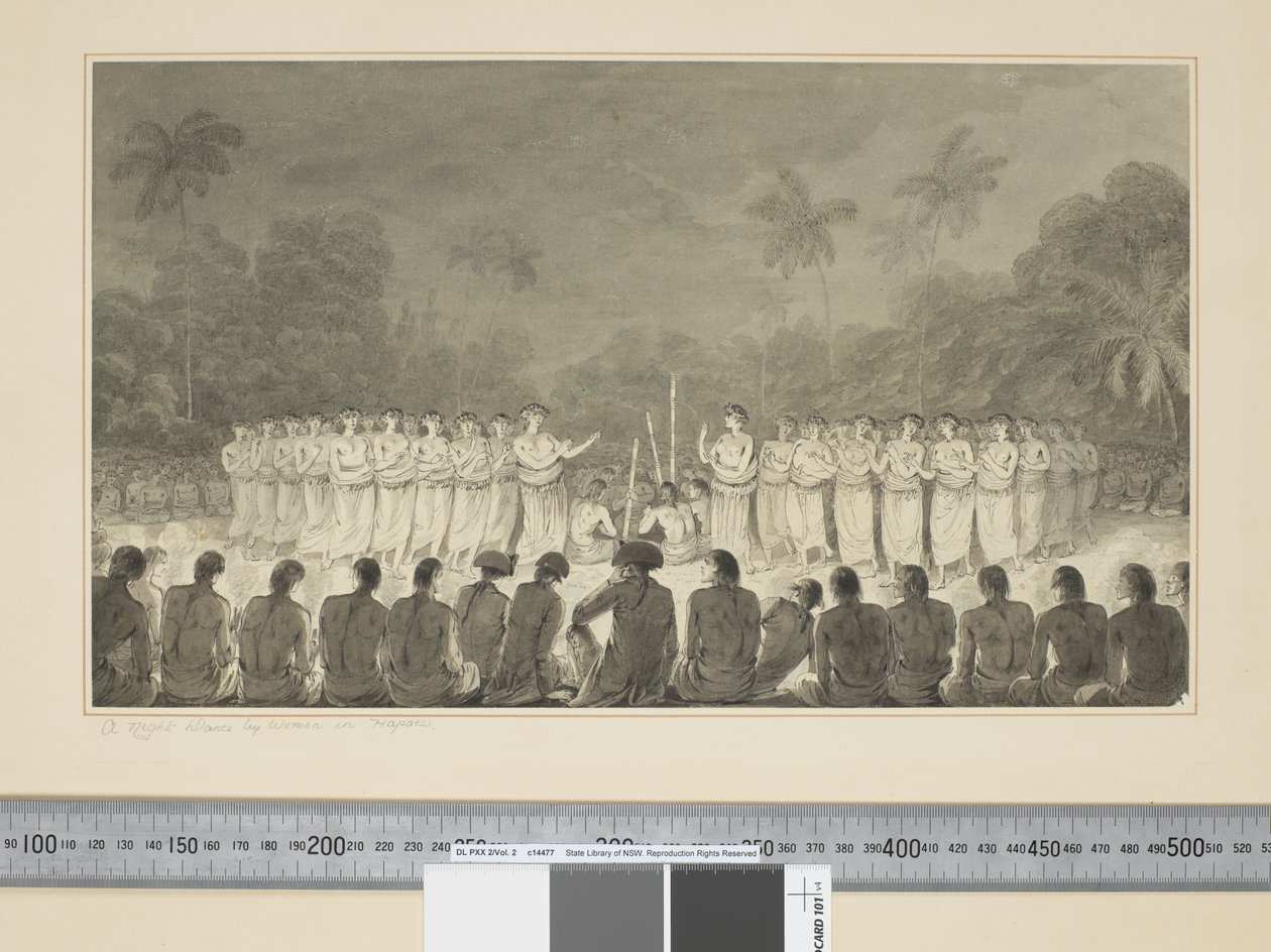 F.6 ハパエの女性たちの夜の踊り, 1773-84年頃 （水彩画 作： ジョン・ウェバー