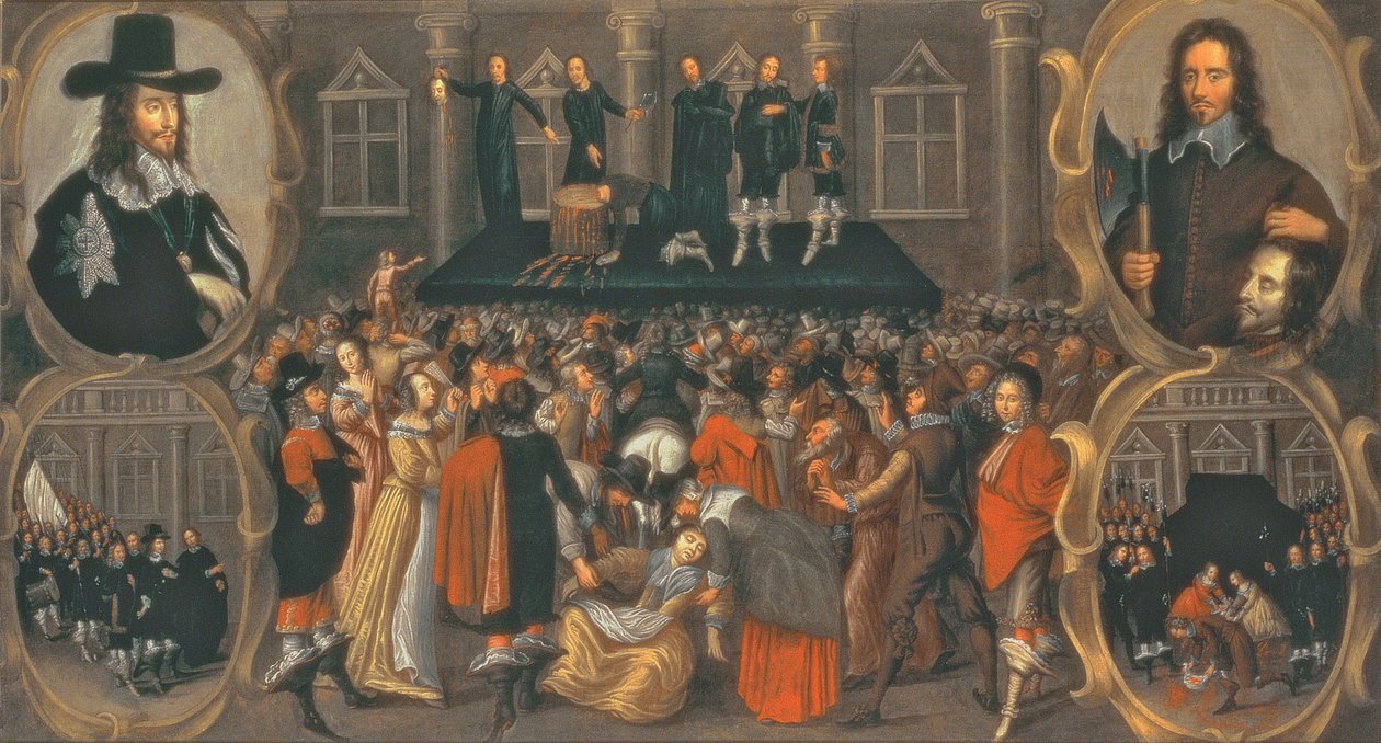 1649 年のチャールズ 1 世処刑の目撃証言 (キャンバスに油彩) (詳細は 617397 を参照) 作： ジョン・ウィーソップ
