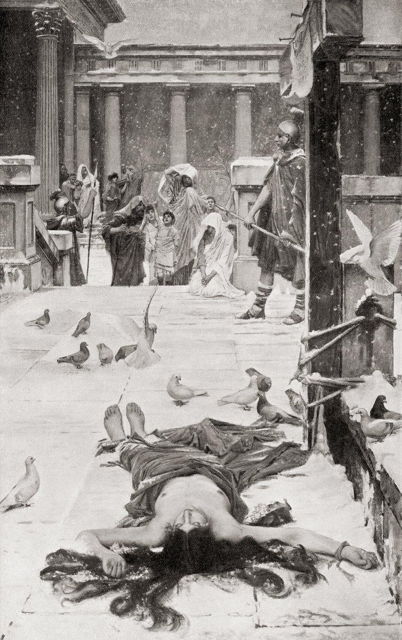 聖エウラリアの殉教、ジョン・ウィリアム・ウォーターハウスの絵による。1915 作： ジョン・ウィリアム・ウォーターハウス