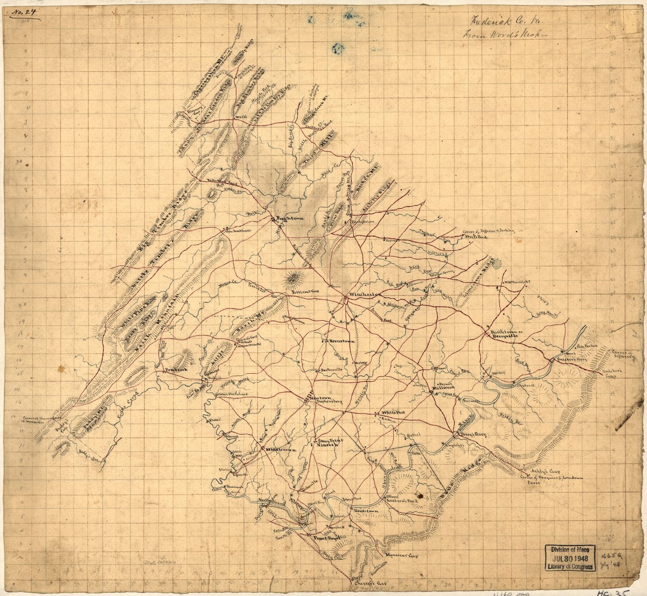 Frederick Co.Va、Woodの地図より。LOC 2002627443 作： ジョン・ウッド