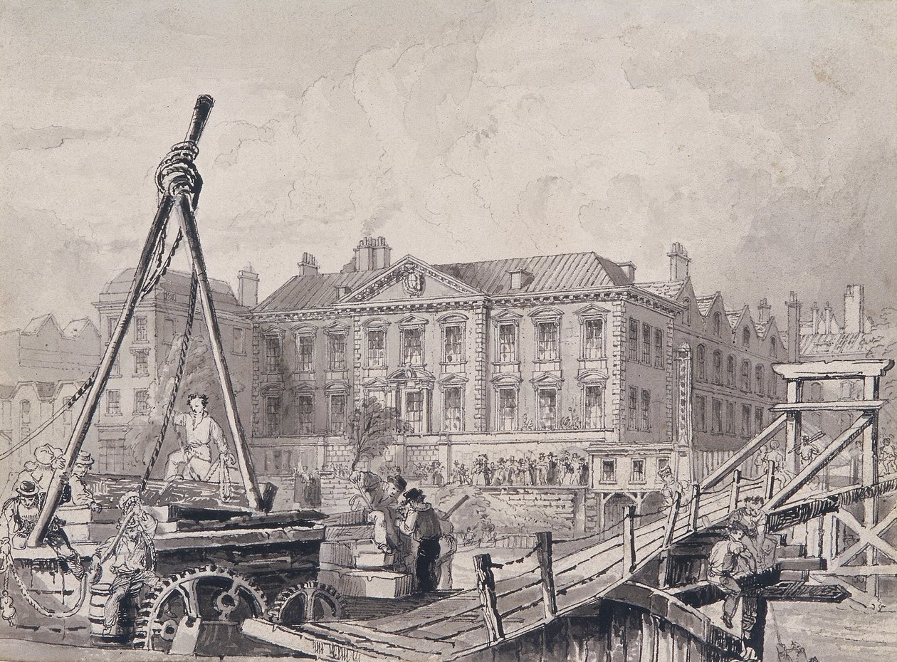 ロンドン北東部の魚屋ホール、c1835 作： ジョン・ウッズ