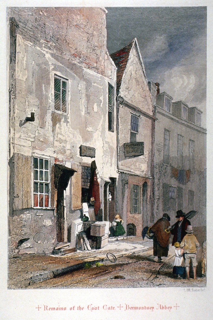 1851年、ロンドンのバーモンジーにある聖救世主修道院の東門跡の眺め 作： ジョン・ウィケハム・アーチャー