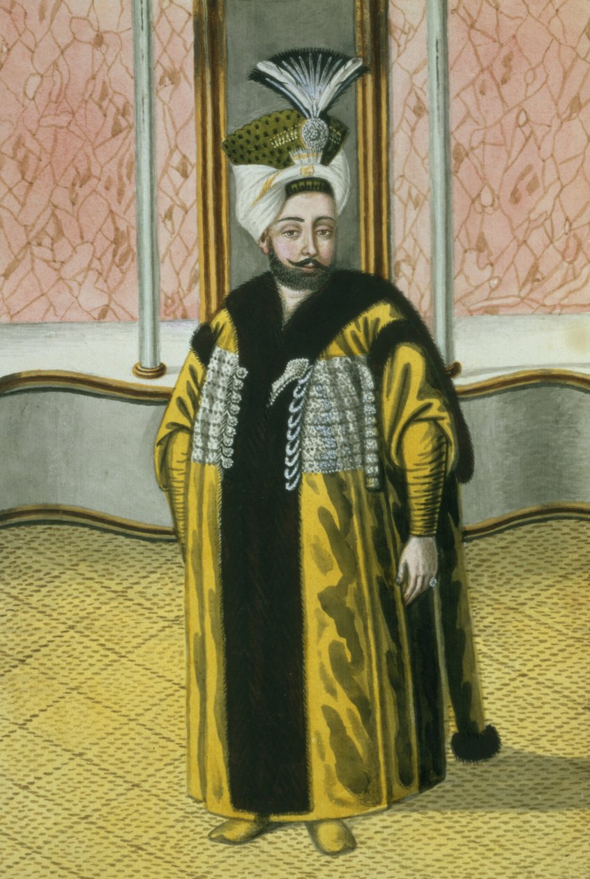 ムスタファ4世（1779-1808）スルタン在位1807-8年、『トルコ皇帝肖像画集』より 作： 