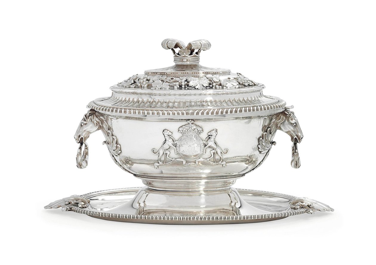 ジョージ3世のスープテリーヌ、カバー、スタンド、ライナー 作： ジョンとウェイクリン・エドワード（c.1716–84）パーカー
