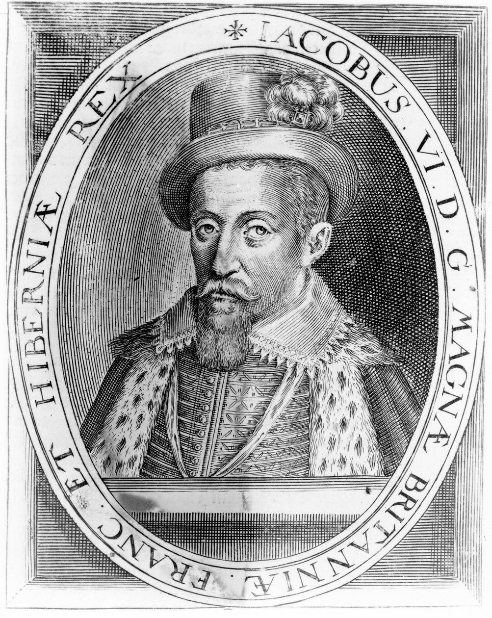 スコットランドのジェームズ6世、H。ジャコプセン発行の版画、1618年 作： ジョン・ド・クリッツ