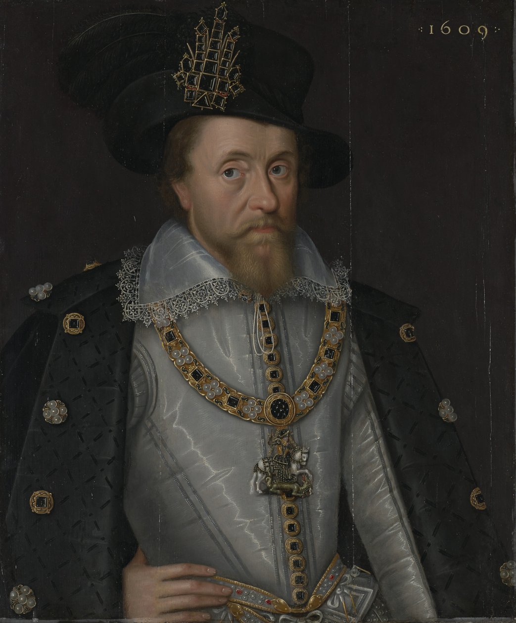 イングランド王ジェームズ1世とスコットランド王ジェームズ6世（1566年～1625年） 作： ジョン・ド・クリッツ