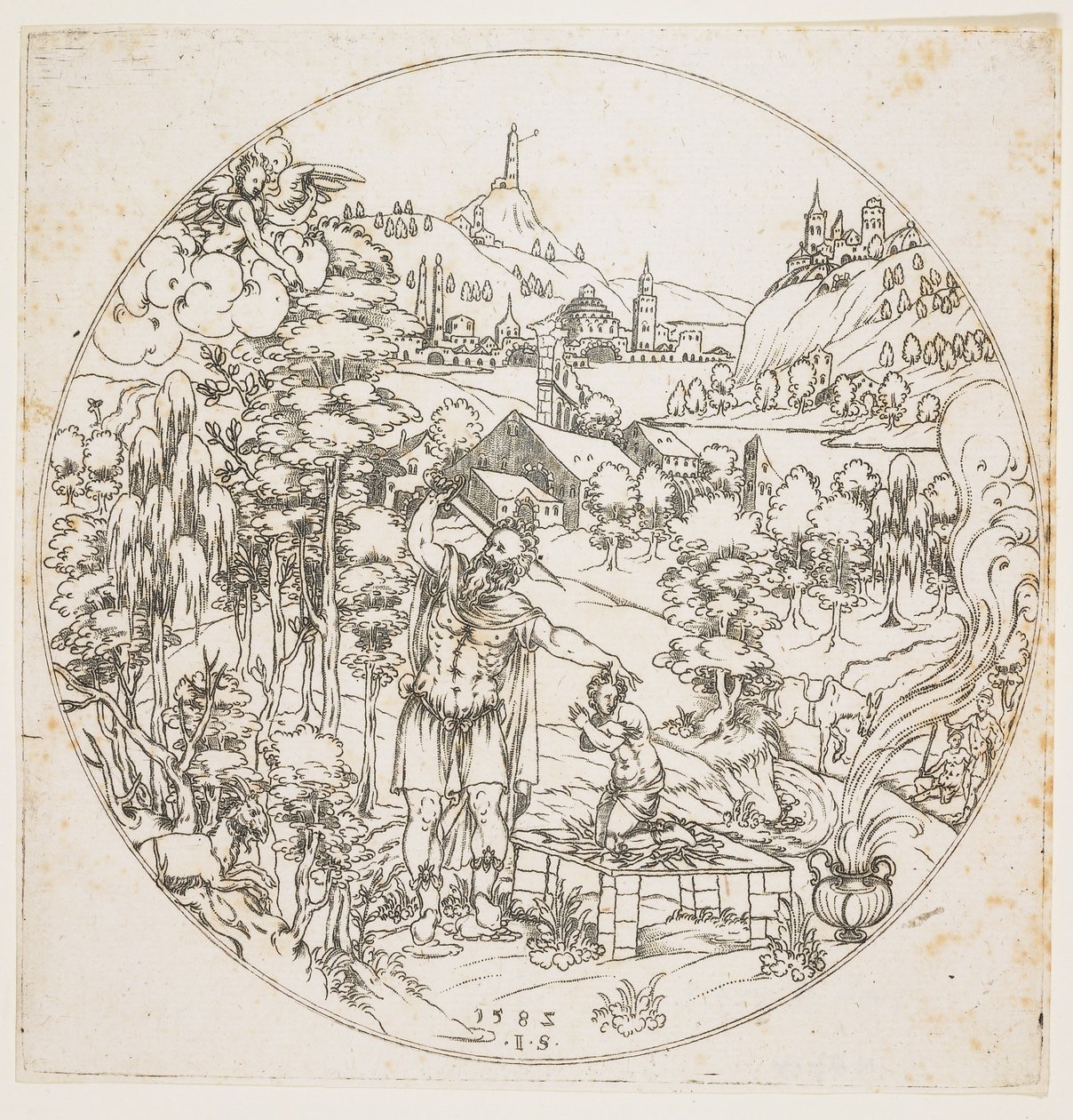 Abrahams Sacrifice、1585（パンチ彫刻） 作： ジョナス・シルバー