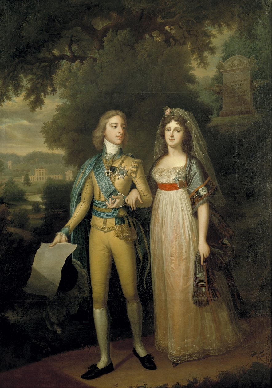 スウェーデン：スウェーデン王グスタフ4世アドルフ（1778-1837）とバーデン王女フレデリカ・ドロテア・ヴィルヘルミナ（1781-1826）、スウェーデン王妃 グスタフ4世アドルフ（1778-1837）とバーデン王女フレデリカ（1781-1826）の肖像画 作： Jonas Forsslund